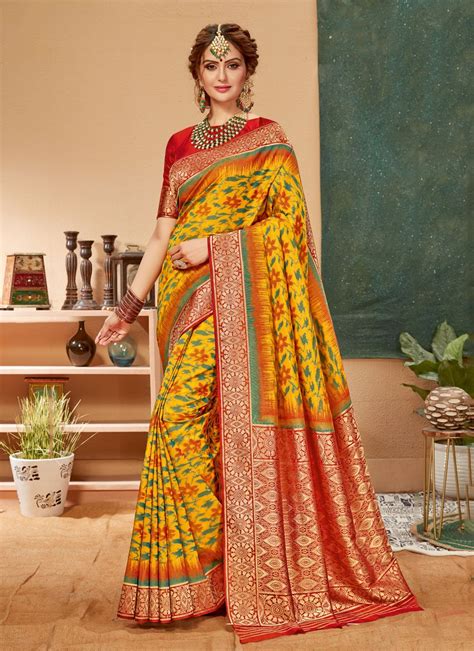 Buy Printed Multi Colour Art Silk Saree Online Saree