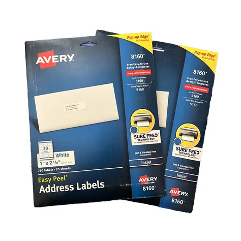 Address Labels Avery 18160 Easy Peel 1 X 2 58 Laser Inkjet 8160 5160