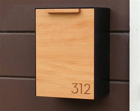 Modern Mailbox Small Teak Mailbox Wall Mounted Etsy Modern Mailbox