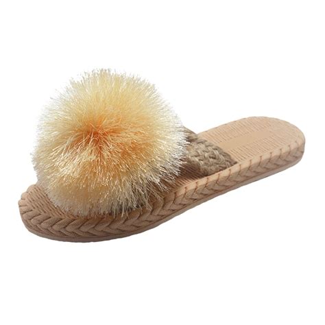 Knqrhpse Slippers For Women Spring And Summer Imitation Straw Woven