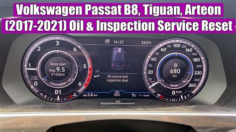 Volkswagen Passat B8 Tiguan Arteon Atlas Oil And Inspection Reset