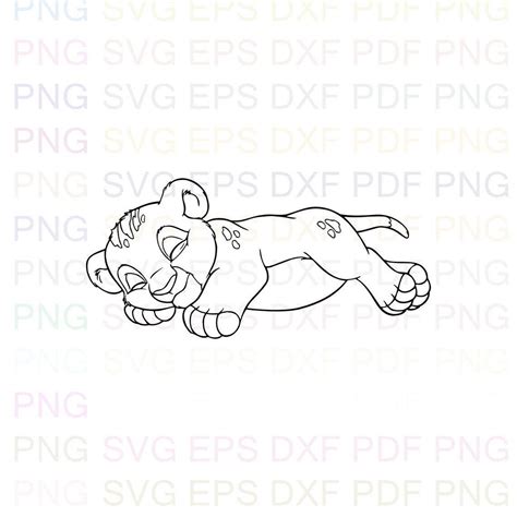 Simba Baby The Lion King Svg Outline Dxf Eps Pdf Png Cricut Cutting