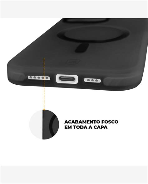 Riachuelo Capa Case Magsafe Pro Preta E Pelicula Nano Vidro IPhone 15