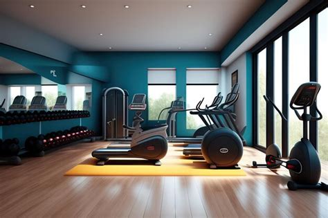 Premium Ai Image Modern Gym Interior With Sport And Fitness Equipment