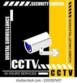 Cctv Security Camera Poster Banner Vector Stock Vector Royalty Free