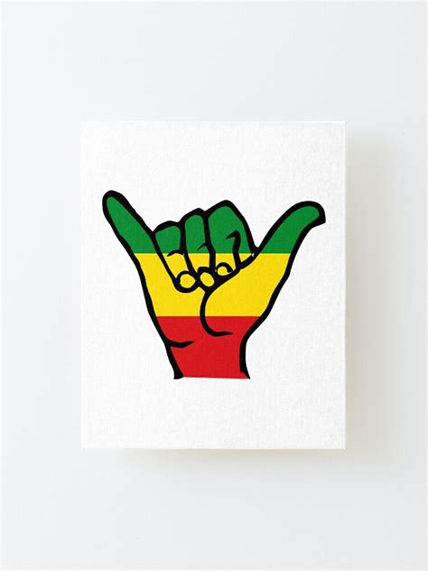 Aloha Shaka Hands Reggae Rasta Fari Colors Mounted Print By Alma