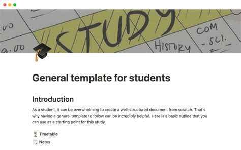 General template for students Template | Notion Marketplace