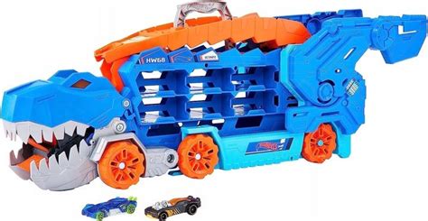 HOT WHEELS T REX MEGA TRANSPORTER TORY WYŚCIGOWE ERLI pl