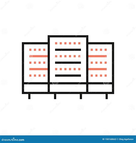 Data Room Icon And Server Farm Symbol In Linear Style Stock Vector