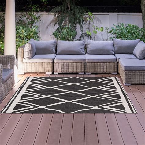 Livraison Gratuite Tapis Exterieur Af Aribia Reversible Noir