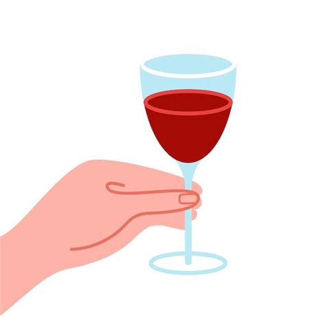 Premium Vector Hand Holds Glass With Red Wine Alcoholic Drink For