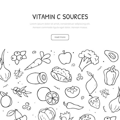 Ensemble De Doodle Dessin S La Main De Sources De Vitamine C Mod Le