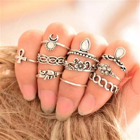 Pcs Set Anel Midi Finger Ring Set Fashion Punk Gold Silver Knuckle