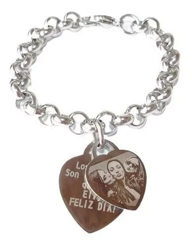 Pulsera De Acero Quirurgico Rolo 9mm Corazón Foto Medalla