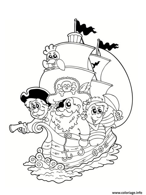 Coloriage Des Pirates Dans Un Bateau En Aventure Dessin Pirate Imprimer