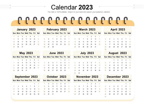 Calendar 2023 | Presentation Graphics | Presentation PowerPoint Example | Slide Templates