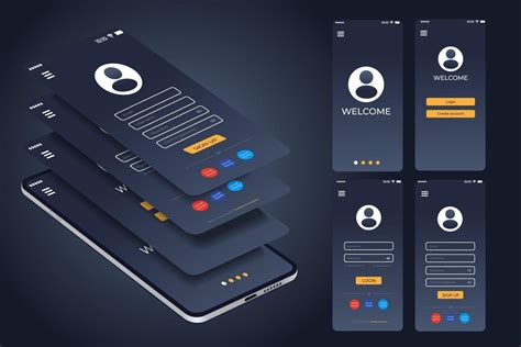 Welcome Screen Login And Register On Screen Log In And Sign Up Ui Ux