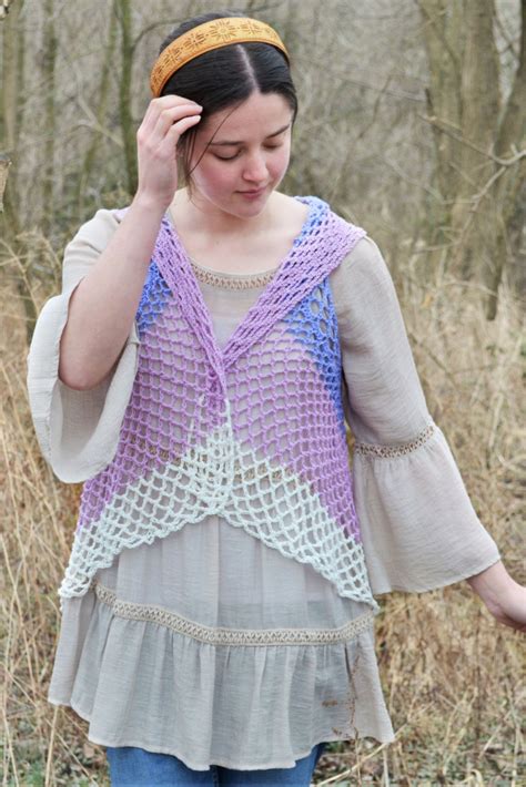 Crochet Circle Vest For Women Purple Summer Cardigan Made Of Etsy In