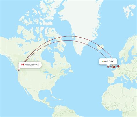 All Flight Routes From Cork To Vancouver ORK To YVR Flight Routes