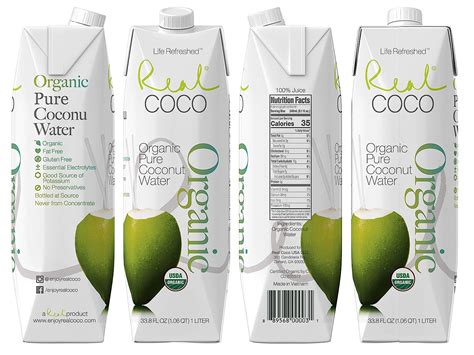 Real Coco Organic Pure Coconut Water 6 Pack 1l Usda Organic No Added Sugar Ebay