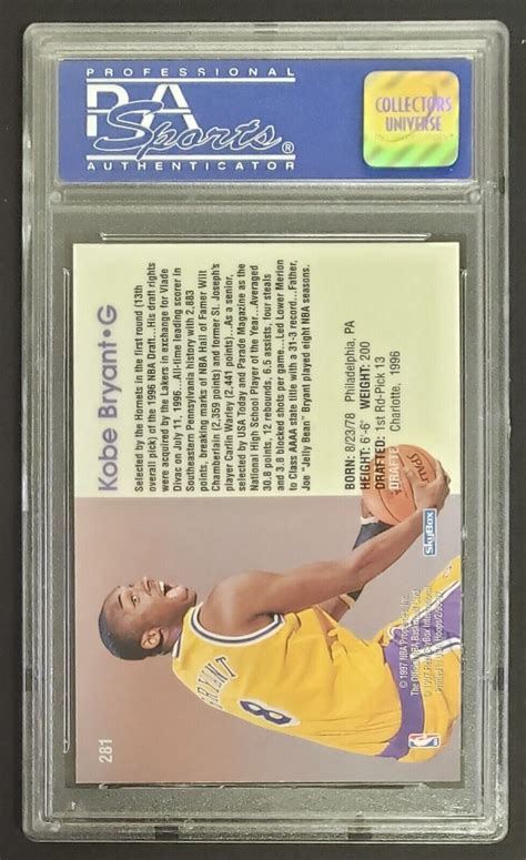 1996 97 NBA Hoops KOBE BRYANT Rookie Card RC 281 PSA 10 GEM Mint