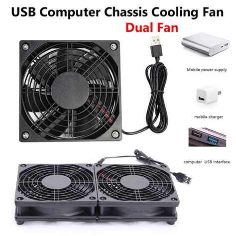 2pcs Computer Case Fan Ultra Silent Quiet Cooling Fan 5V USB PC Cooler ...