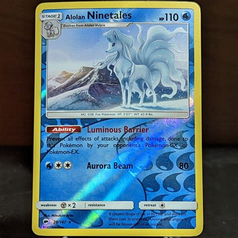 Alolan Ninetales Lp Nm Reverse Holo Burning Shadows Pokemon Card