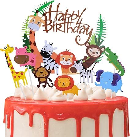 22 Stück Zoo Tier Cupcake Toppers 1 Stück Dschungel Tier Happy