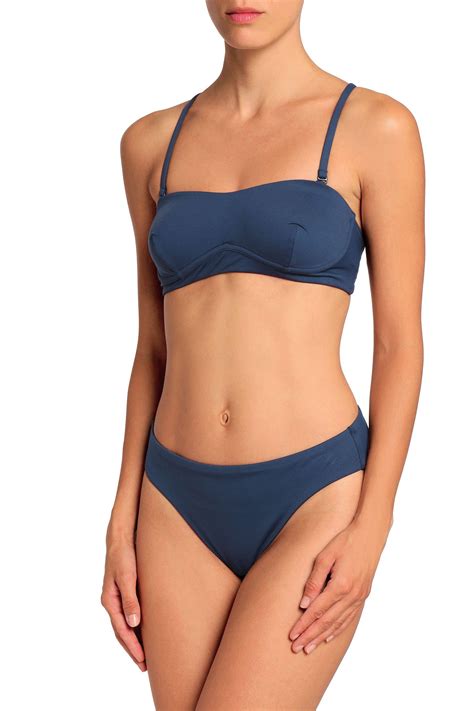 Skin Synthetic Lace Up Bandeau Bikini Top Navy In Blue Lyst