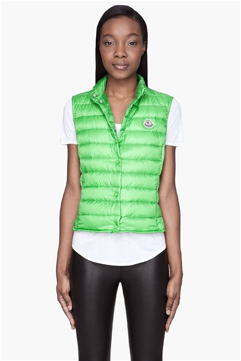 Moncler Lime Green Quilted Down Liane Vest Moncler Lime Green Quilted