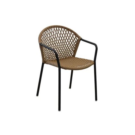 Lot de 6 Fauteuils empilable Capri noir bronze en résine tressée