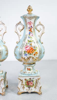 Coppia Di Vasi Biansati In Porcellana Dipinta Di MEISSEN Germania Anni 30