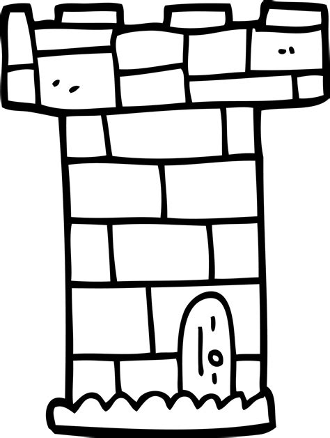 line drawing cartoon castle tower 12172038 Vector Art at Vecteezy