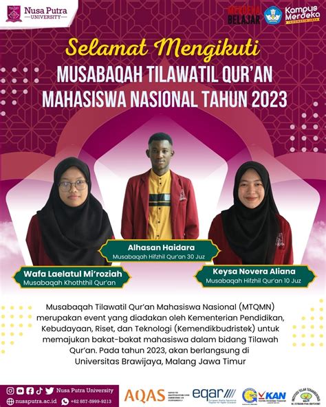 Selamat Mengikuti Seleksi Musabaqoh Tilawatil Quran Mahasiswa Nasional