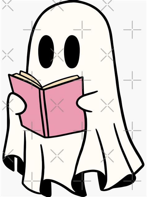 Cute Halloween Ghost Reading Book Sticker For Sale By Mateusz