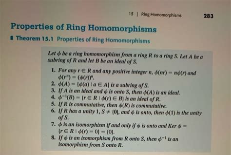 Solved 15 | Ring Homomorphisms 283 Properties of Ring | Chegg.com