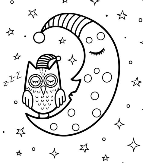 Owl And Moon Färbung Seite Kostenlose Druckbare Malvorlagen Für Kinder