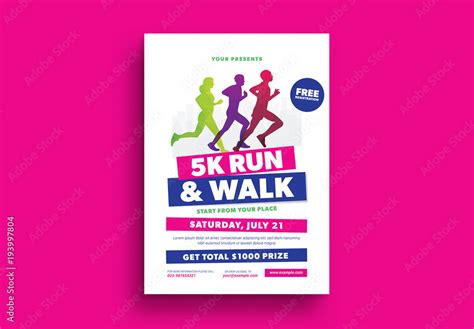 5k Run Event Flyer Layout 1 Stock Template Adobe Stock