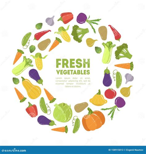 Fresh Vegetables Round Frame Ripe Organic Natural Products Circle