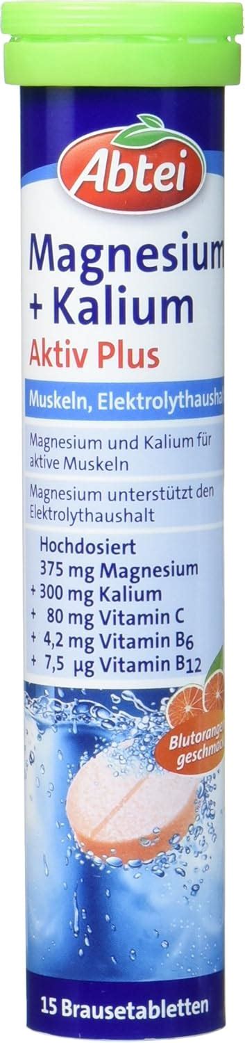 Abtei Magnesium Kalium Aktiv Plus Nahrungsergänzung für Muskeln