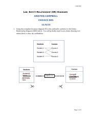 Lab Entity Relationship ER Diagrams KRISTENCAMPBELL Docx CSIS 325 LAB