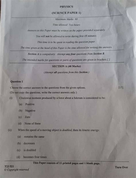 Icse Class 10 Physics Question Paper 2023 Download Pdf And Answer Key