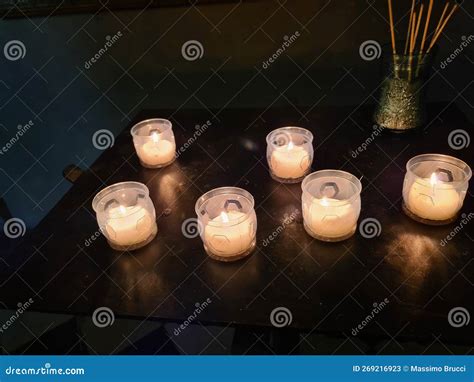 Candles Lit in the Dark of the Night Stock Image - Image of light ...