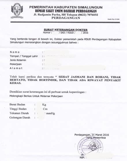 Cara Membuat Surat Keterangan Sehat Syarat Dan 5 Contohnya Kitalulus