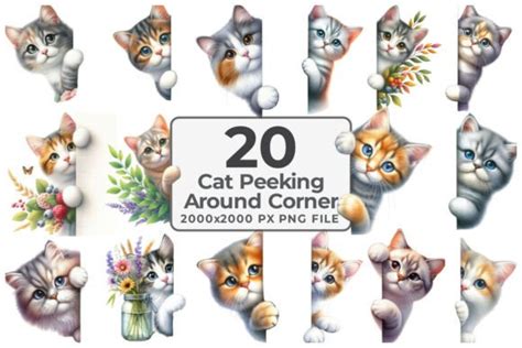 Cat Peeking Around Corner Clipart Png Graphic By Sagorarts Creative