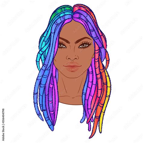 Lgbt Person With Rainbow Hair African American Lady With Dreadlocks