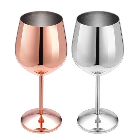 Stainless Steel Red Wine Glass Silver Rose Gold Goblets Juice Drink Champagne Goblet Party