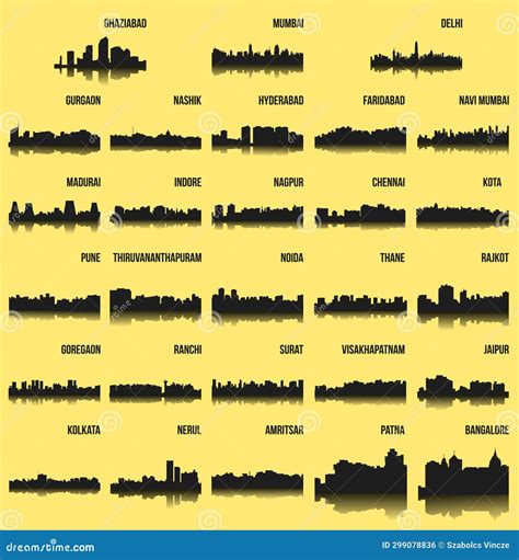 Surat And Delhi India City Skyline Set Royalty-Free Stock Photo ...