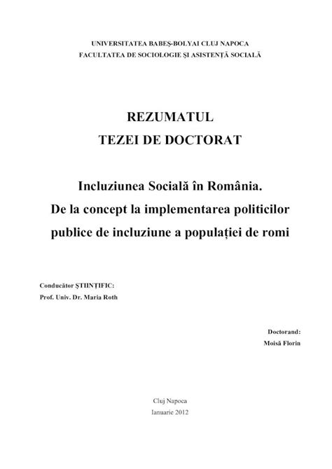 Pdf Rezumatul Tezei De Doctorat Incluziunea Social N Dokumen Tips