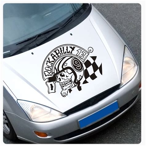 Autoaufkleber Rockabilly Racing Skull Aufkleber Sticker Motorhauben